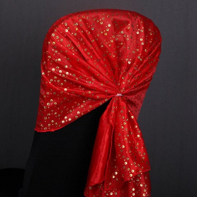 Sequin Tie Backs/Hoods Red
