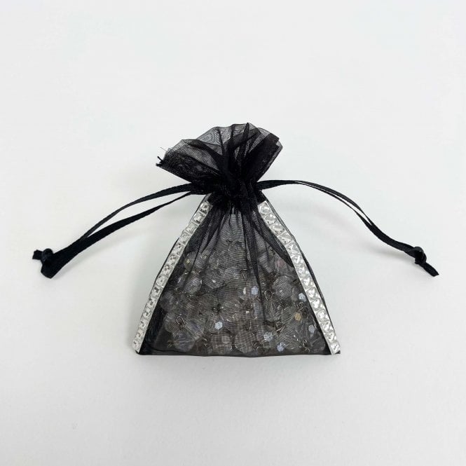 Sheer Organza favour Bag With Diamante Ribbon Black Pack of 100