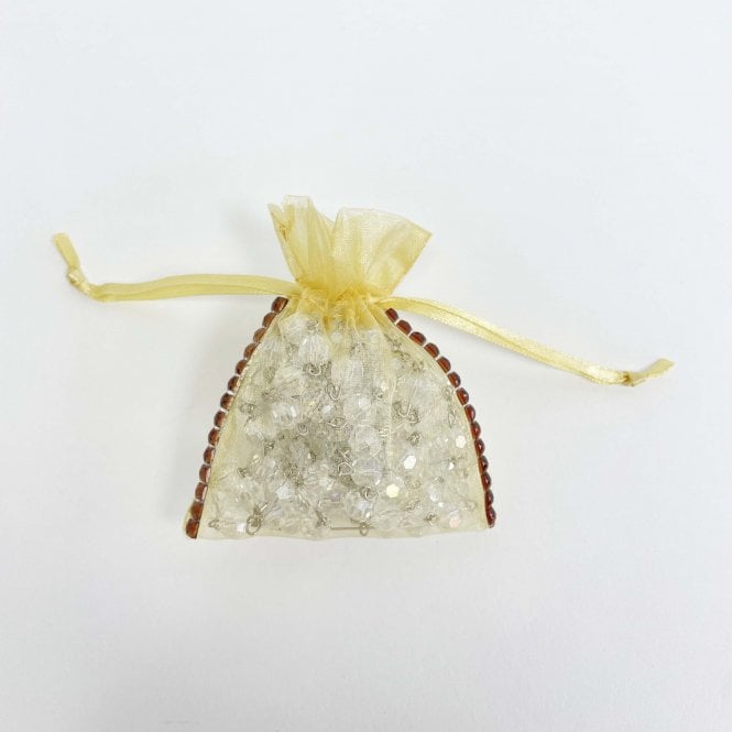 Sheer Organza favour Bag With Diamante Ribbon Champagne (Brown Diamantes) Pack of 100