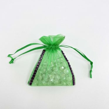Sheer Organza favour Bag With Diamante Ribbon Kelly Green Pack of 100