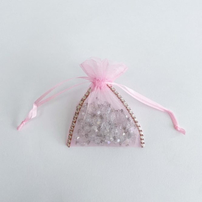 Sheer Organza Favour Bag With Diamante Ribbon Pink Pack of 100