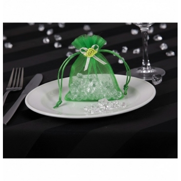 Sheer Organza Favour Bags With Rose Green Pack of 10