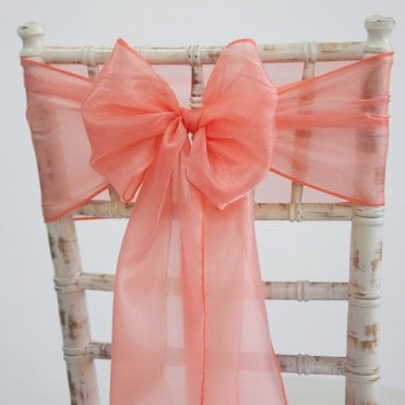 Silk Organza Sash Coral - Pack of 100