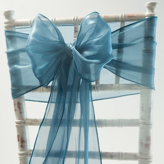Silk Organza Sash Petrol Blue