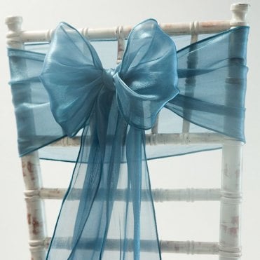 Silk Organza Sash Petrol Blue
