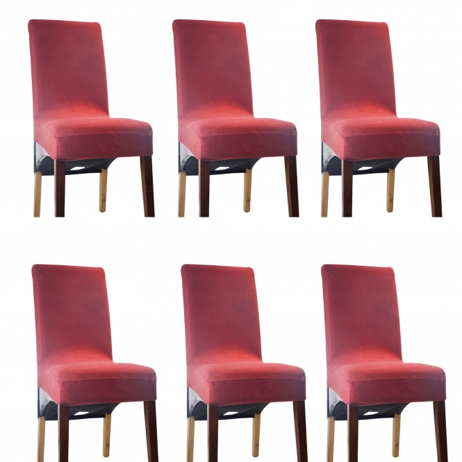 Suede Dining Chaircover Short Garnet - Pack of 6