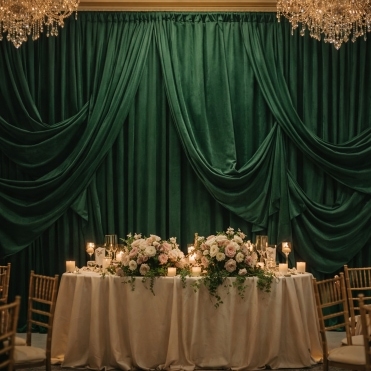Swagged Velvet Backdrop Bottle Green