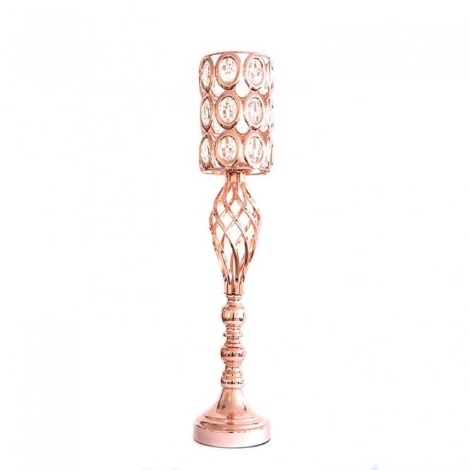 Swirl Crystal Candle Holder Rose Gold 62cm