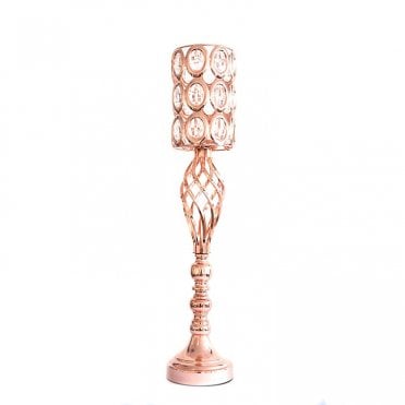 Swirl Crystal Candle Holder Rose Gold 62cm