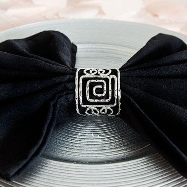 Swirl Design Napkin Rings Silver 6Pck