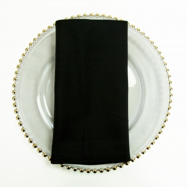Table Napkin Hemmed Polyester Black 22in x 22in