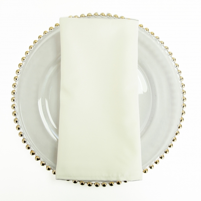 Table Napkin Hemmed Polyester Ivory 22in x 22in
