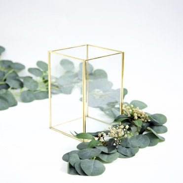 Terrarium Gold Framed Glass Candle Holder 20cm