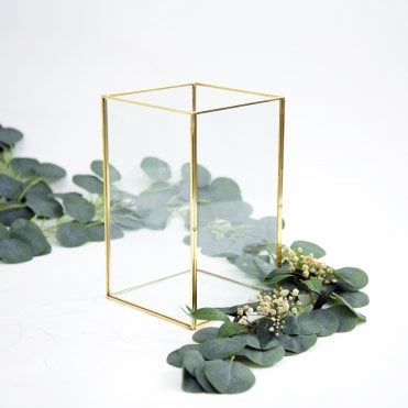Terrarium Gold Framed Glass Candle Holder 25cm