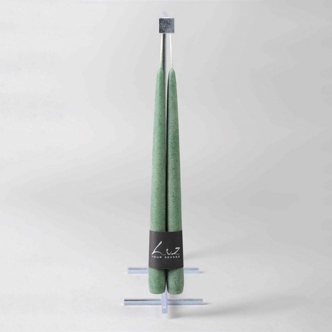 Velour Range 30cm Pair of Tapers Forest Green