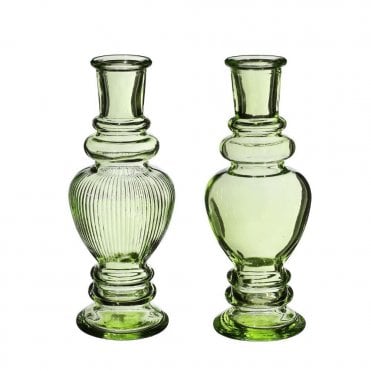 Venice Candle Holders 15.5cm Set of 2 Green 29895