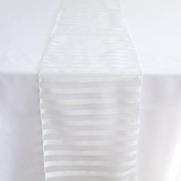 Vertical Striped Table Runner Ivory