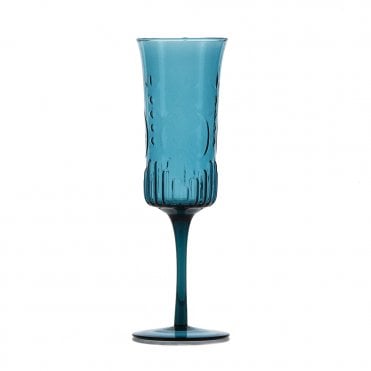 Vintage Art Deco Blue Champagne Glass