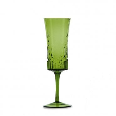 Vintage Art Deco Green Champagne Glass