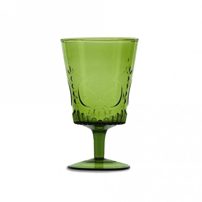 Vintage Art Deco Green Wine Glass