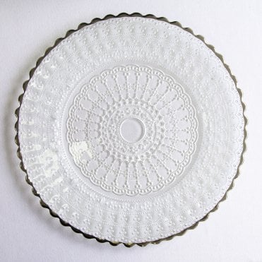 Vintage Lace Clear Glass Charger Plate - Silver Rim
