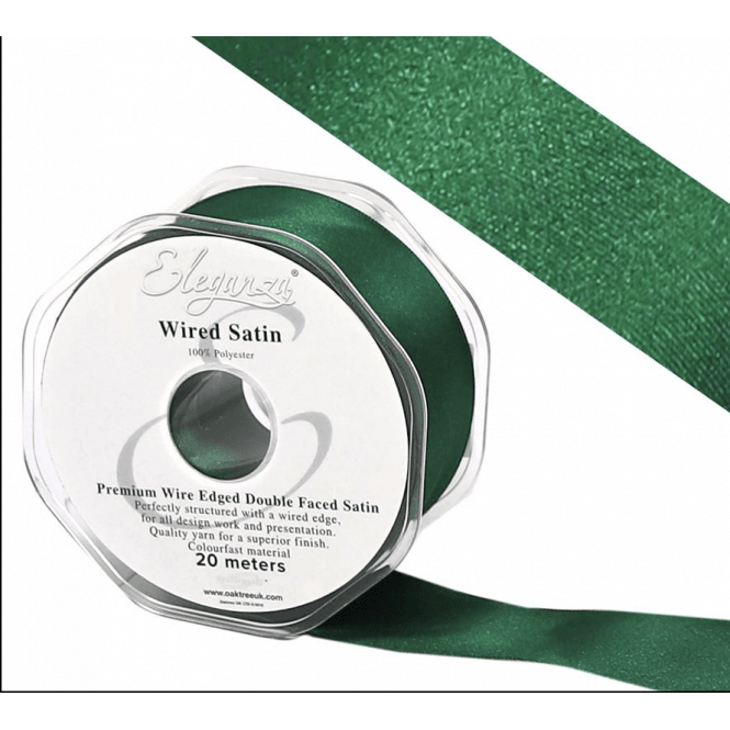 Wired Edge Satin Ribbon 38mm x 20m Emerald - Event Decor & Charger ...