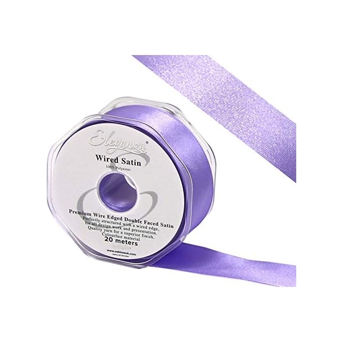 Wired Edge Satin Ribbon 38mm x 20m Lavender