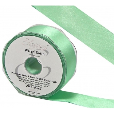 Wired Edge Satin Ribbon 38mm x 20m Mint