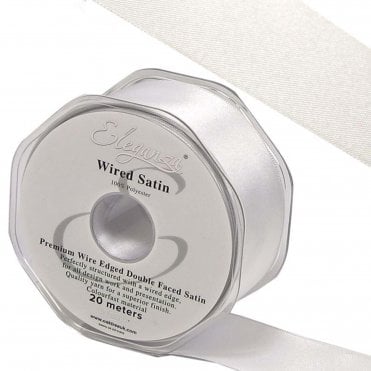 Wired Edge Satin Ribbon 38mm x 20m White
