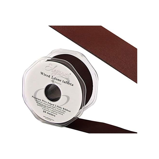 Wired Edge Taffeta Ribbon 38mm x 20m Claret