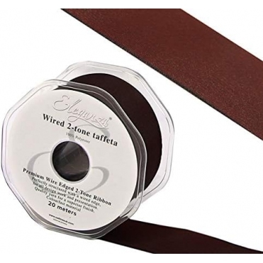 Wired Edge Taffeta Ribbon 38mm x 20m Claret