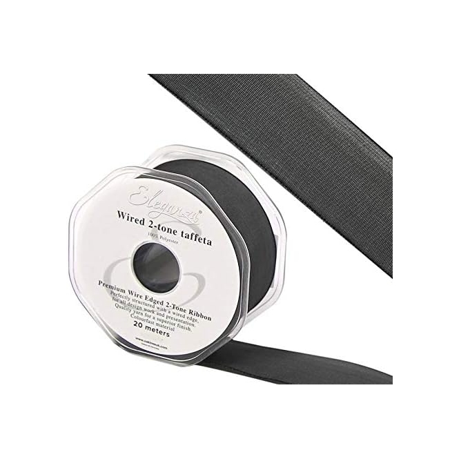 Wired Edge Taffeta Ribbon 38mm x 20m Pewter