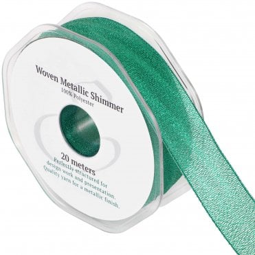 Woven Metallic Shimmer Green Ribbon
