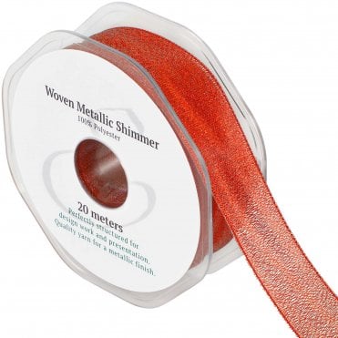 Woven Metallic Shimmer Red Ribbon