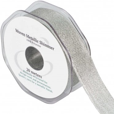 Woven Metallic Shimmer Silver Ribbon 