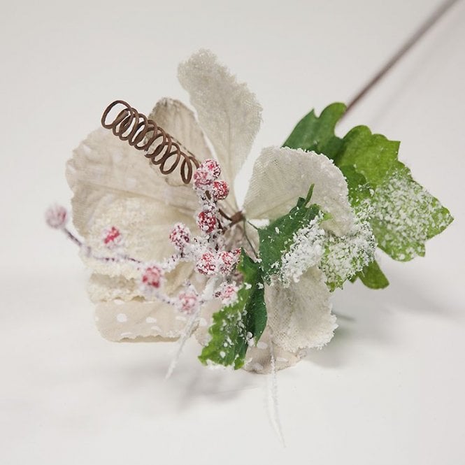 XMAS FLOWER WITH BERRIES CREAM 30CM X 1M