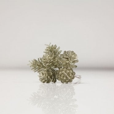 Xmas Glitter Cone Bunch 6pc Champagne
