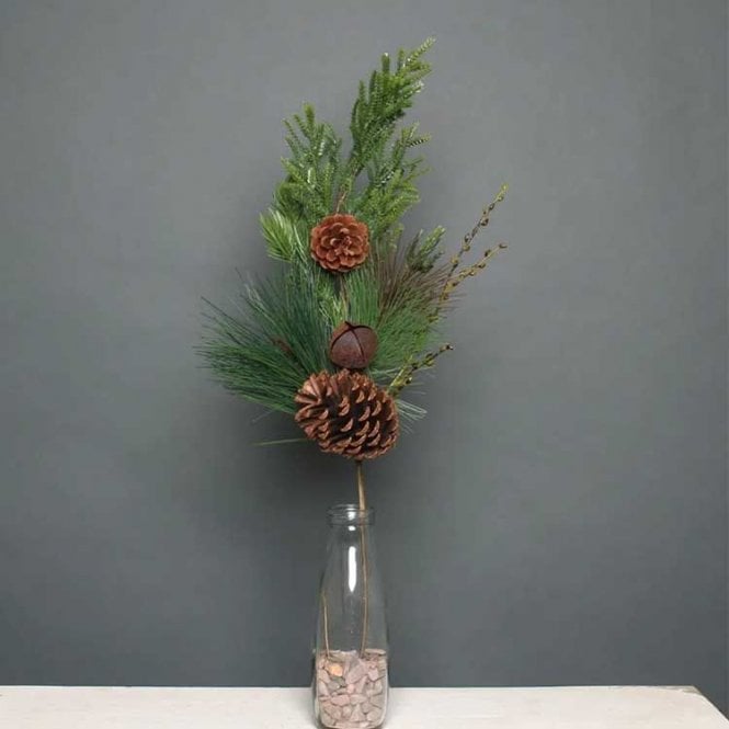 Xmas Pine Cone And Bell Pick