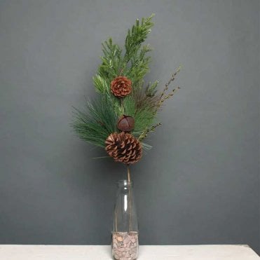 Xmas Pine Cone And Bell Pick