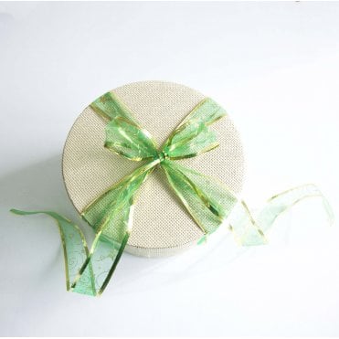 Xmas Ribbon Green With Gold Glitter Stars 38mm x 3yds