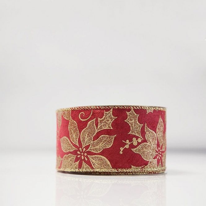 Xmas Ribbon Poinsettia Glitter Velvet