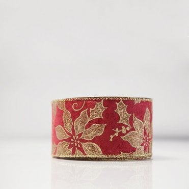 Xmas Ribbon Poinsettia Glitter Velvet