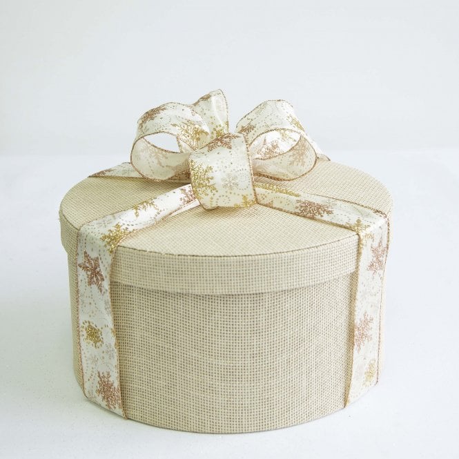 Xmas Ribbon Satin Wired Edge Snowflake Gld/Rsegld